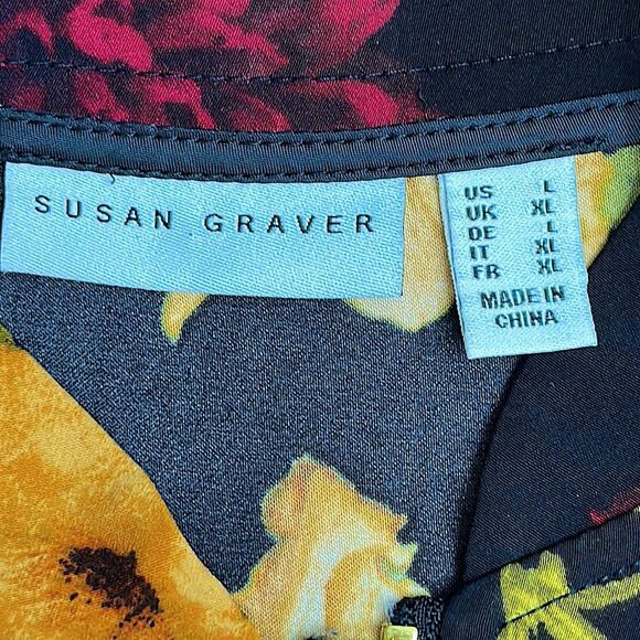 Susan Graver Bomber Jacket Large Floral Stretch Lightweight - Picture 12 of 16